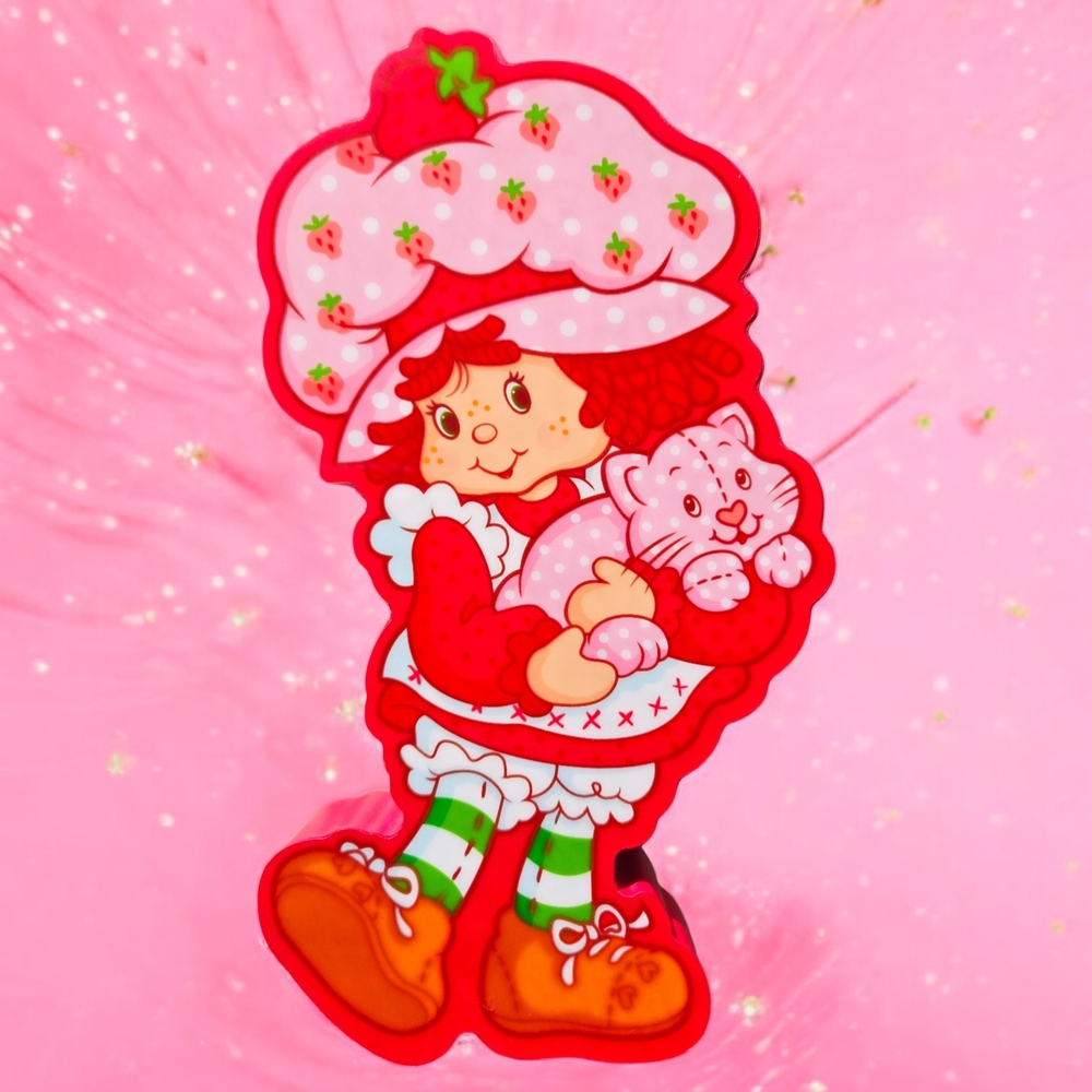 NEW Strawberry Shortcake Print Wood Wall Decor Or Tabletop 8 Inches NWT - Picture 2 of 3